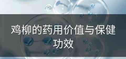 鸡柳的药用价值与保健功效(鸡柳的药用价值与保健功效与作用)